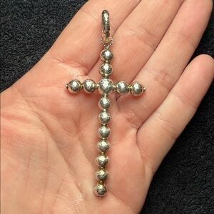 JAI Hammered Vintage Sterling Silver Cross Pendant